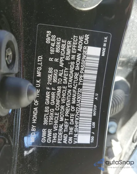 2018 Honda Civic Lx from USA, damaged, VIN SHHFK7H22JU430732